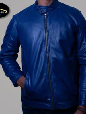 Blue-leather-jacket