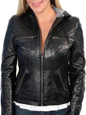 hooded-black-leather-bomber-jacket-for-woman