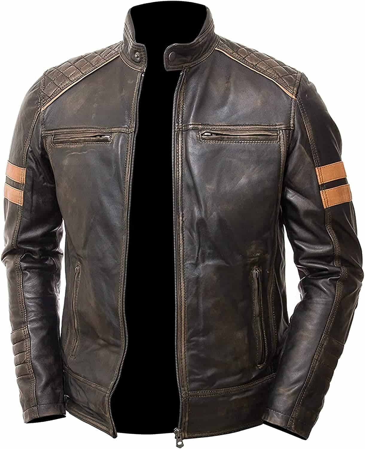 Vintage motorcycle cafe racer leather jacket