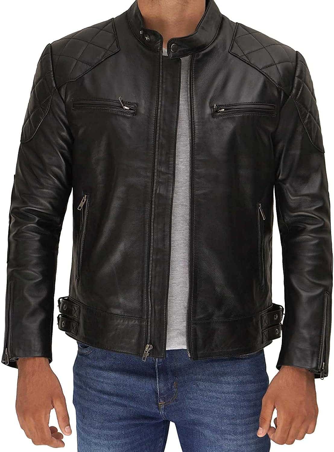 Black biker leather jacket