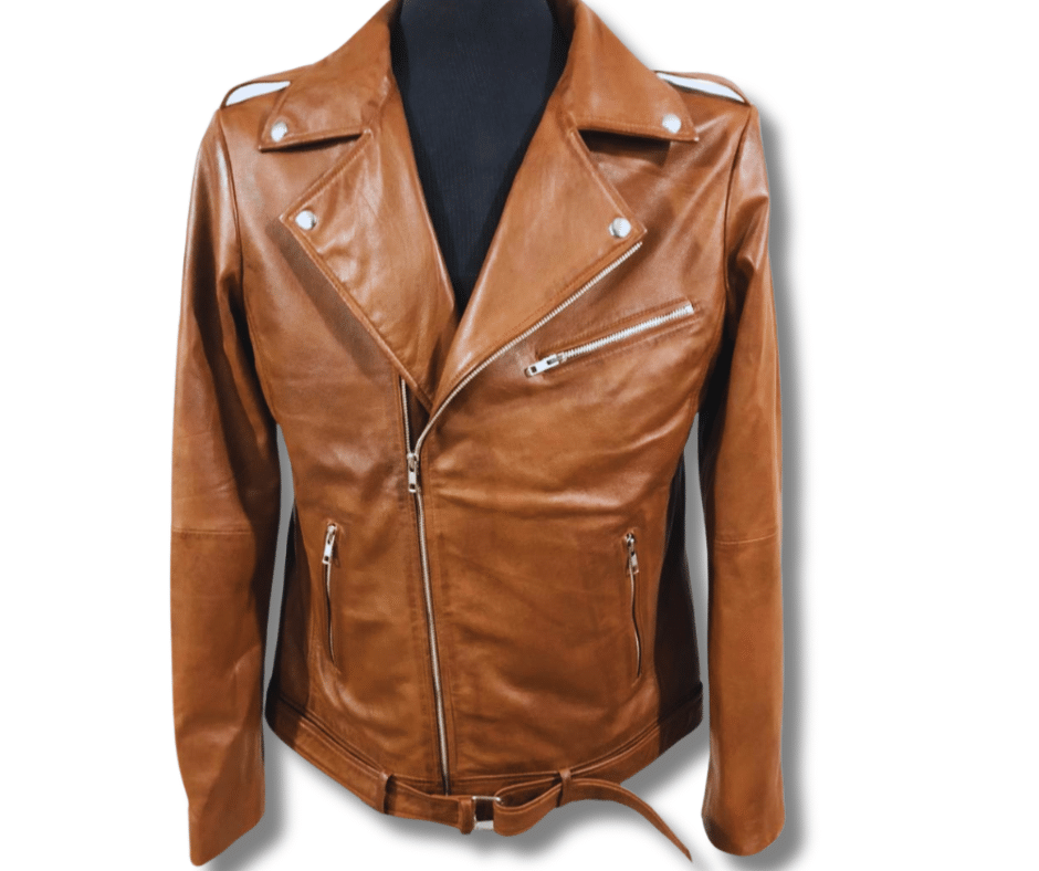 Camel brown leather jacket