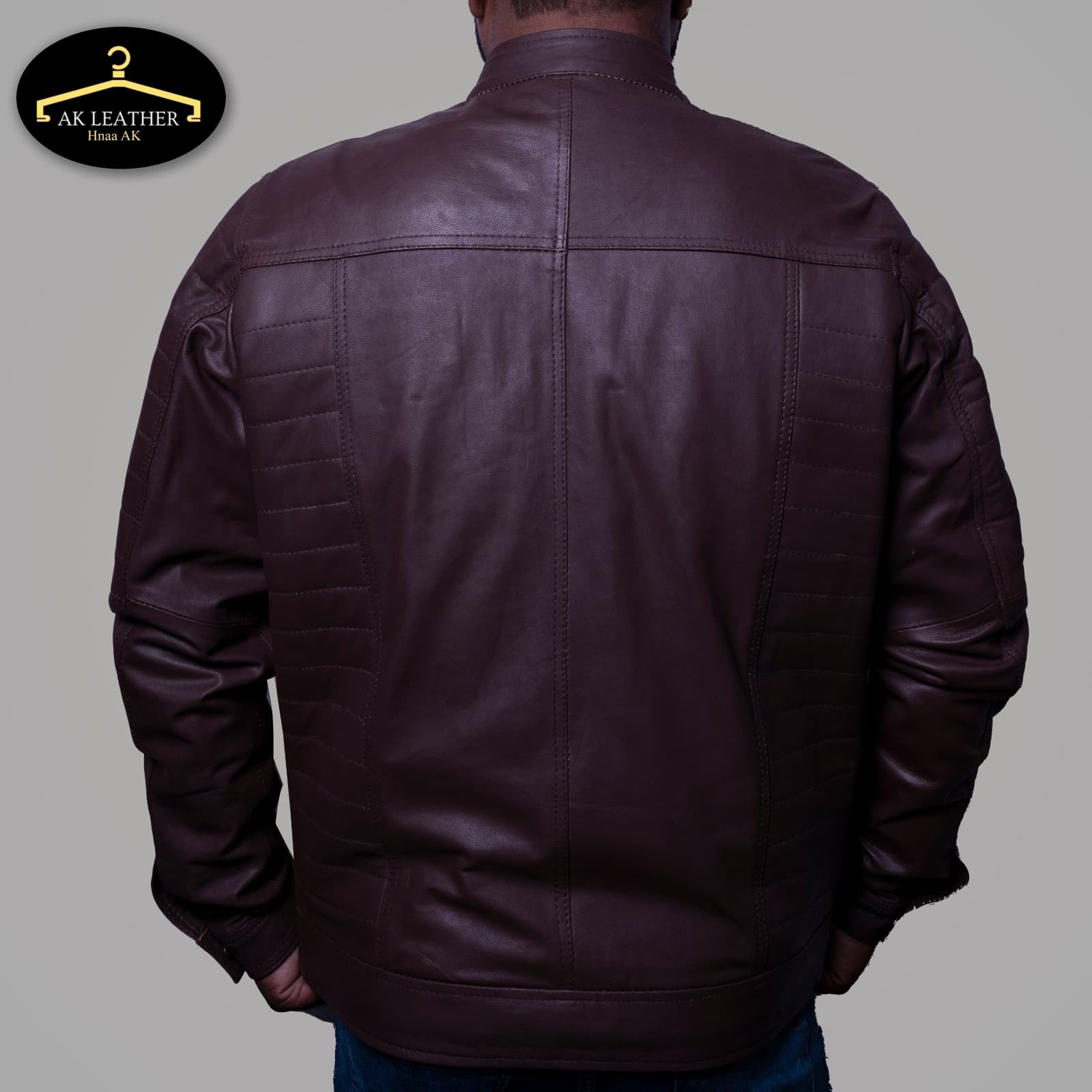 Distressed motorcycle REDDISH leather jacket for Men