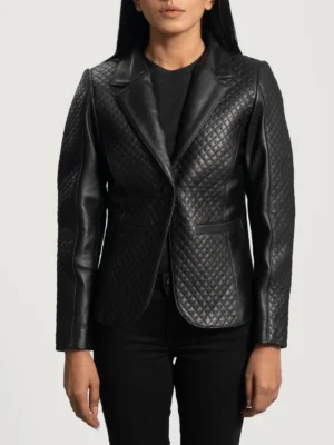 Black Leather Blazer Noch Coller Style